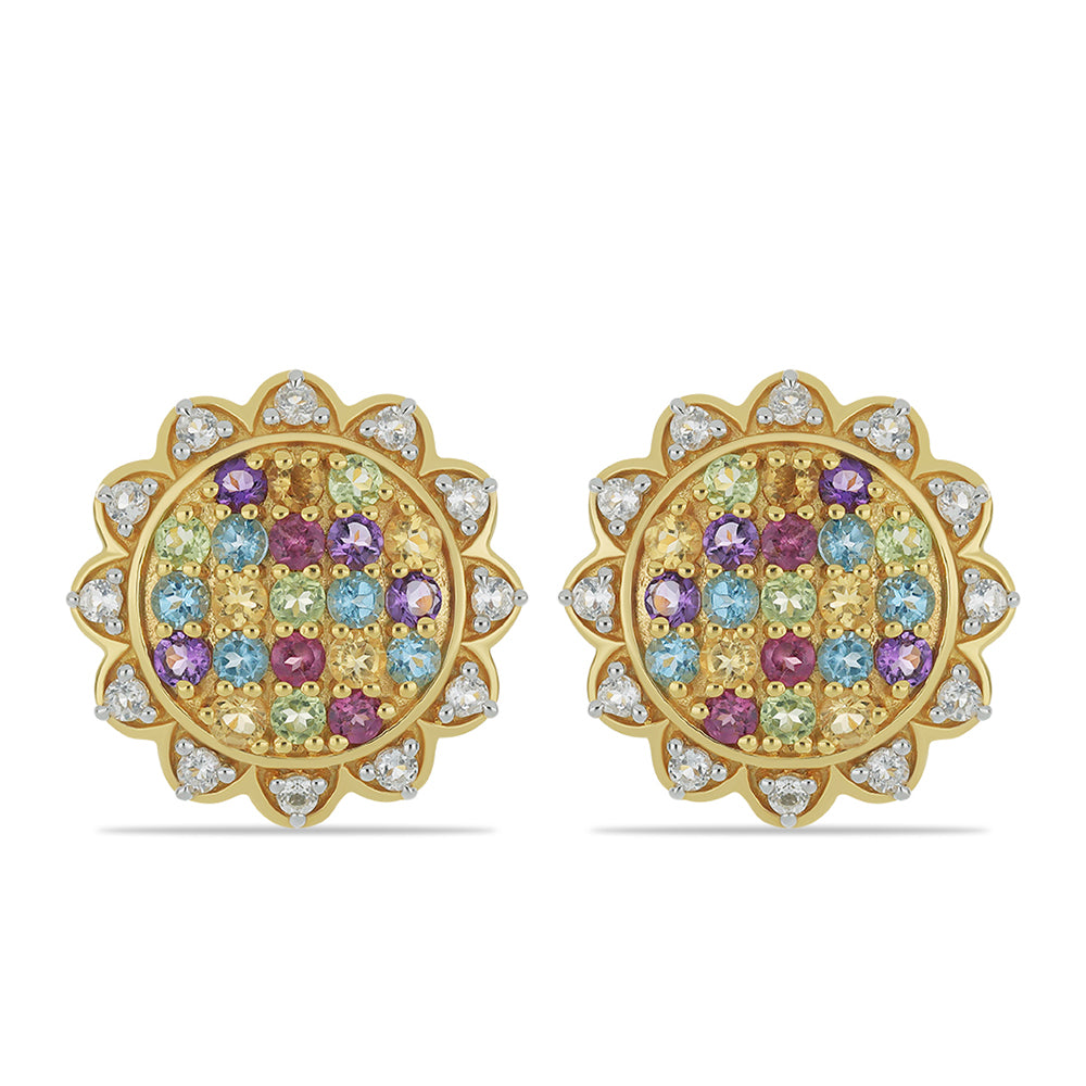 Pendientes de Plata Bañada en Oro con Granate Rodolita de Minas Gerais y Citrino de los Montes Urales 1 