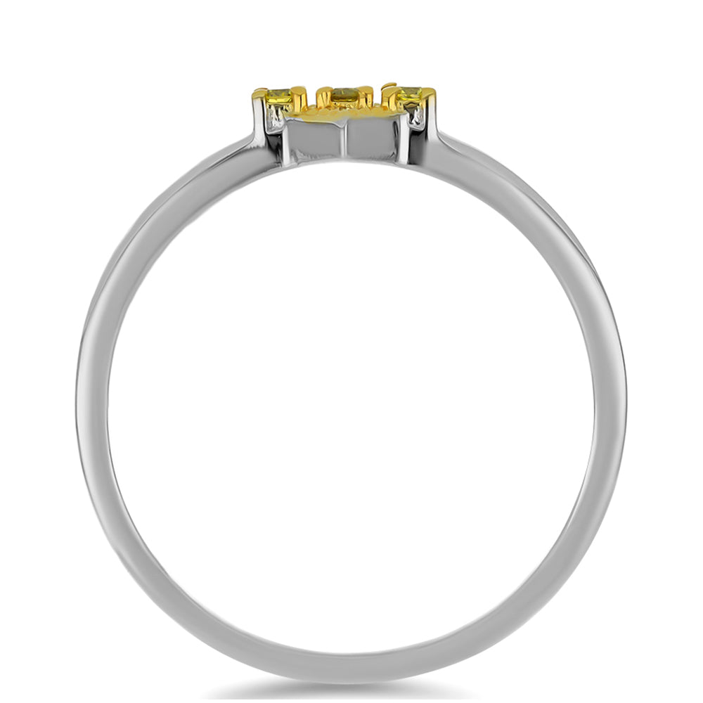 Anillo de Plata Bañada en Oro con Diamante Amarillo 2 