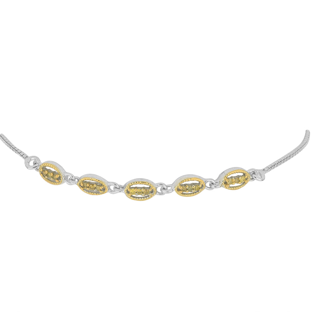 Pulsera de Plata Bañada en Oro con Diamante Amarillo 2 