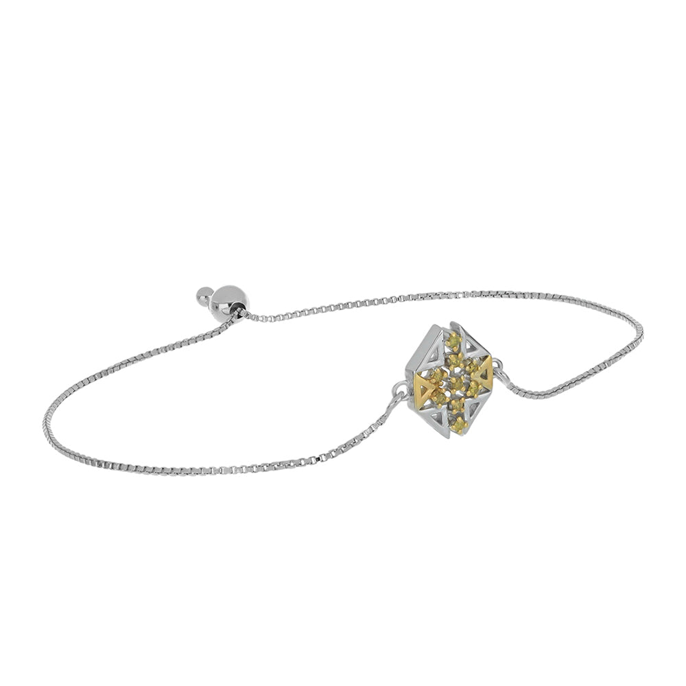 Pulsera de Plata Bañada en Oro con Diamante Amarillo 1 