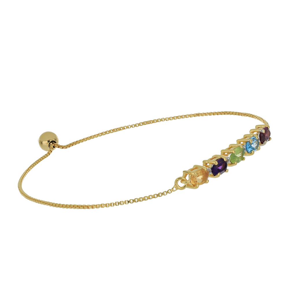 Pulsera de Plata Bañada en Oro con Granate Rodolita de Minas Gerais y Citrino de los Montes Urales 1 