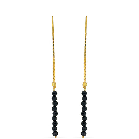 Pendientes de Plata Bañada en Oro con Espinela Negra