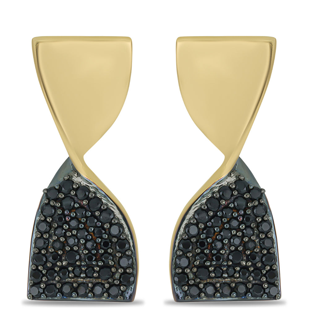 Pendientes de Plata Bañada en Oro con Espinela Negra