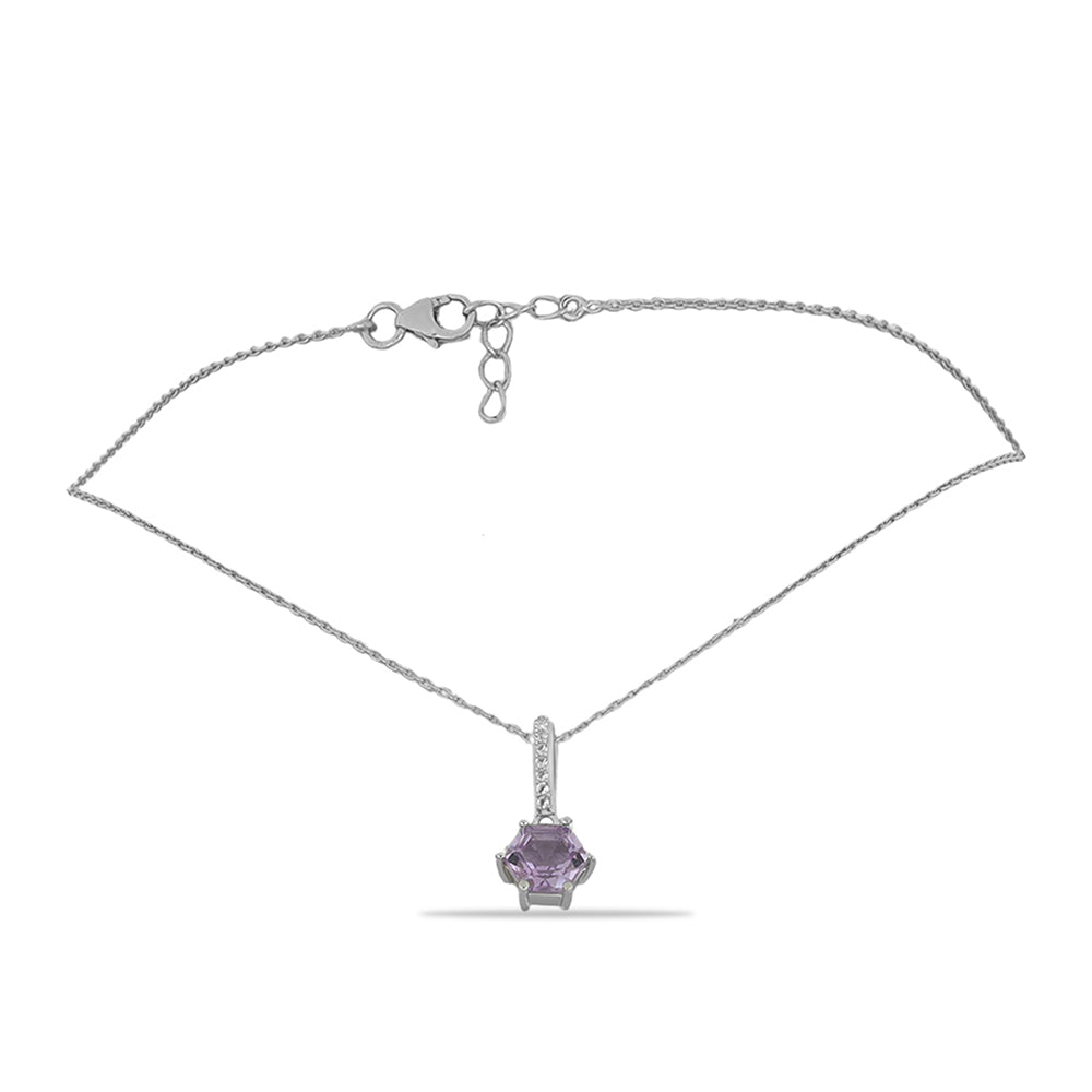 Collar de Plata con Amatista Rosa de Francia y Topacio Blanco 1 