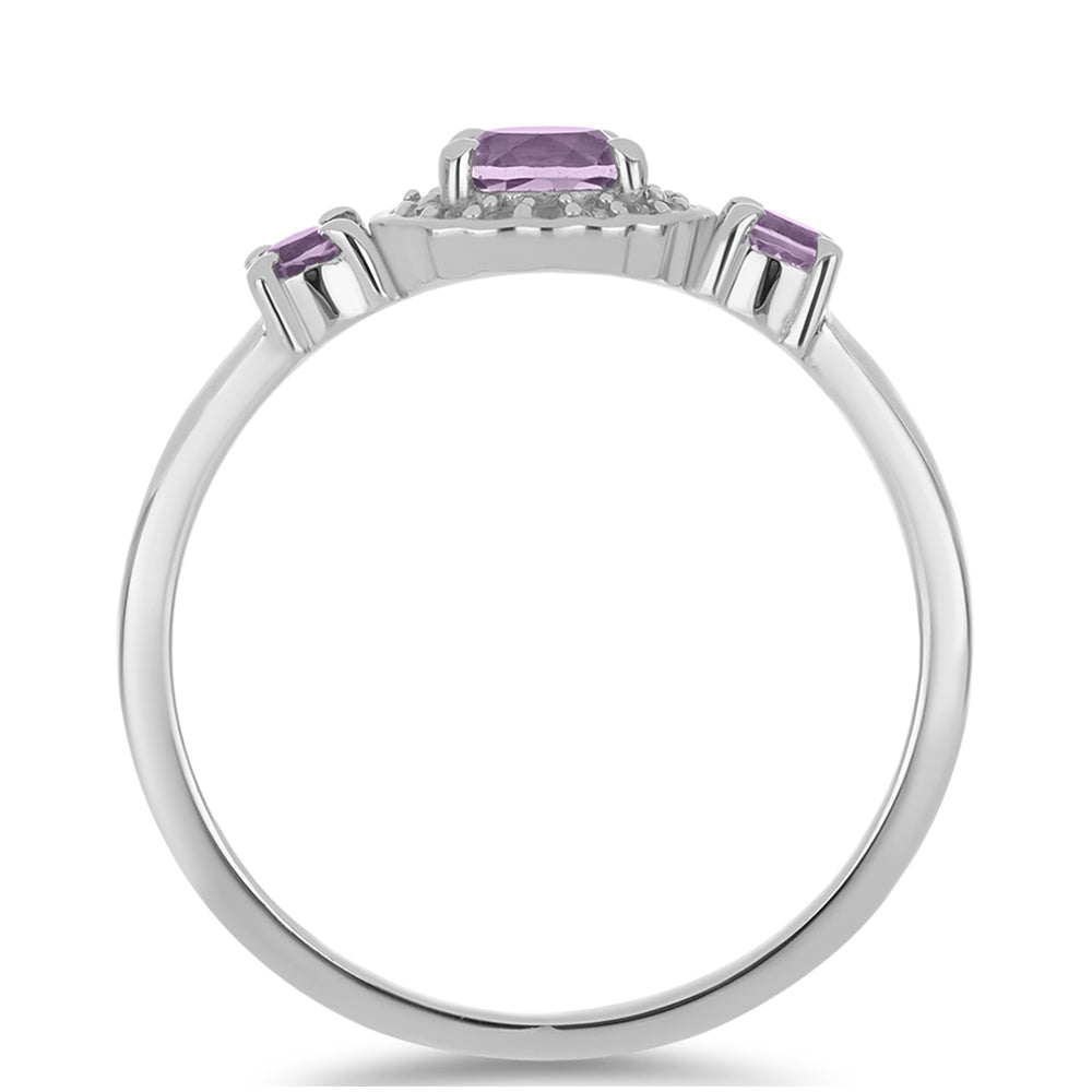 Anillo de Plata con Amatista Rosa de Francia y Topacio Blanco 3 