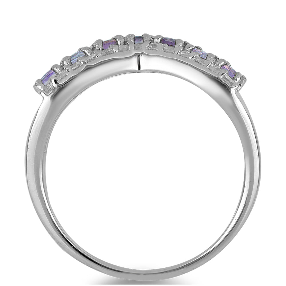 Anillo de Plata con Amatista Rosa de Francia y Topacio Blanco 3 