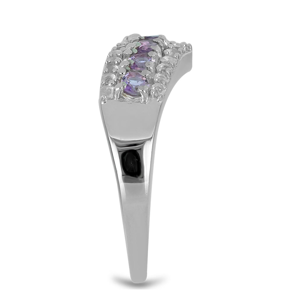 Anillo de Plata con Amatista Rosa de Francia y Topacio Blanco 4 