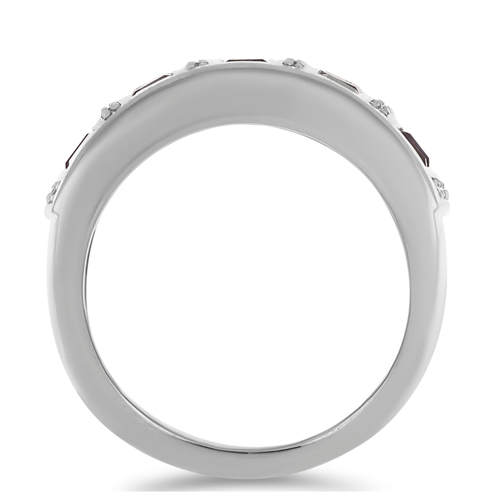 Anillo de Plata con Amatista Rosa de Francia y Topacio Blanco 3 