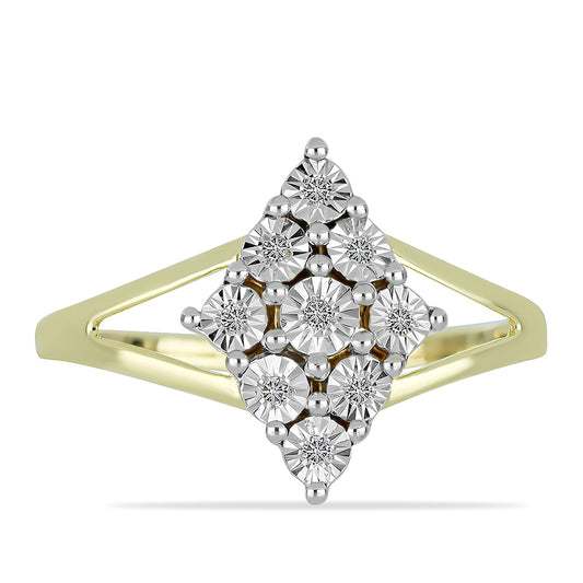 Anillo de Plata Bañada en Oro con Diamante blanco