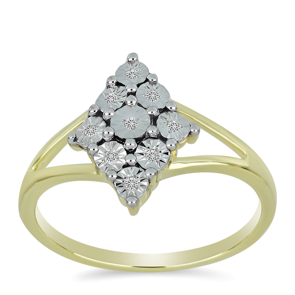 Anillo de Plata Bañada en Oro con Diamante blanco