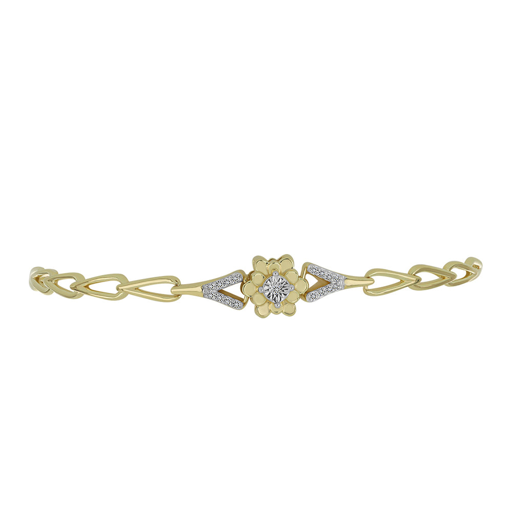 Pulsera de Plata Bañada en Oro con Diamante blanco 2 