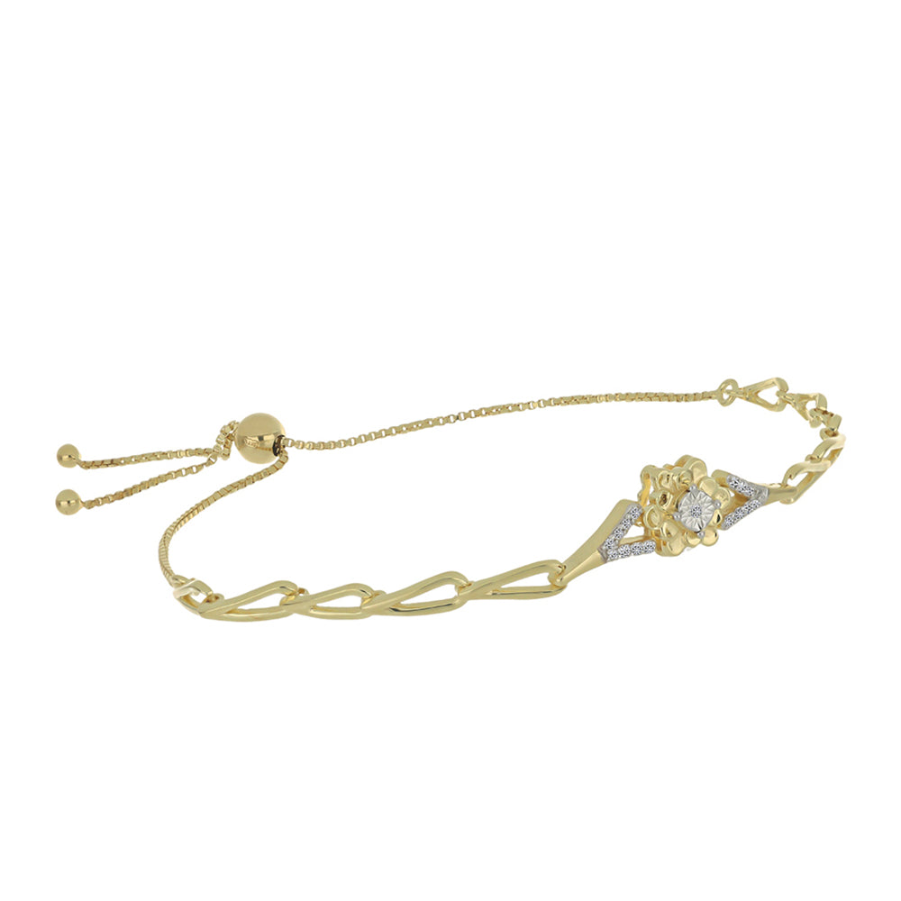 Pulsera de Plata Bañada en Oro con Diamante blanco 1 