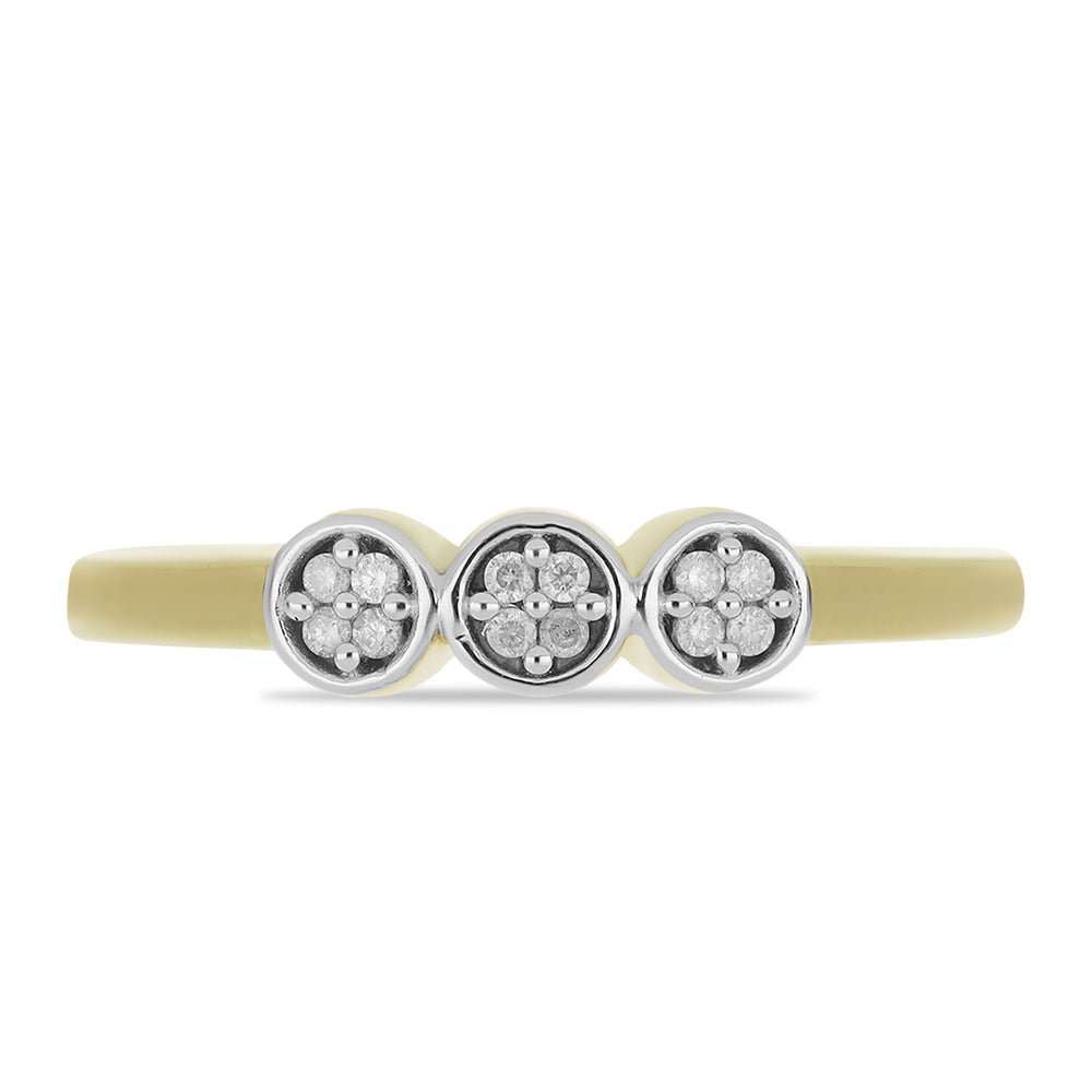 Anillo de Plata Bañada en Oro con Diamante blanco 2 