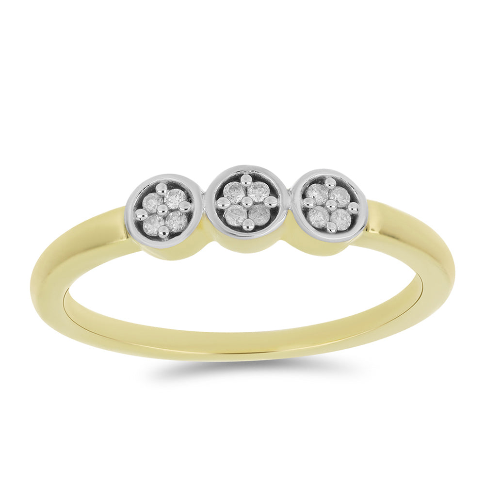 Anillo de Plata Bañada en Oro con Diamante blanco 1 
