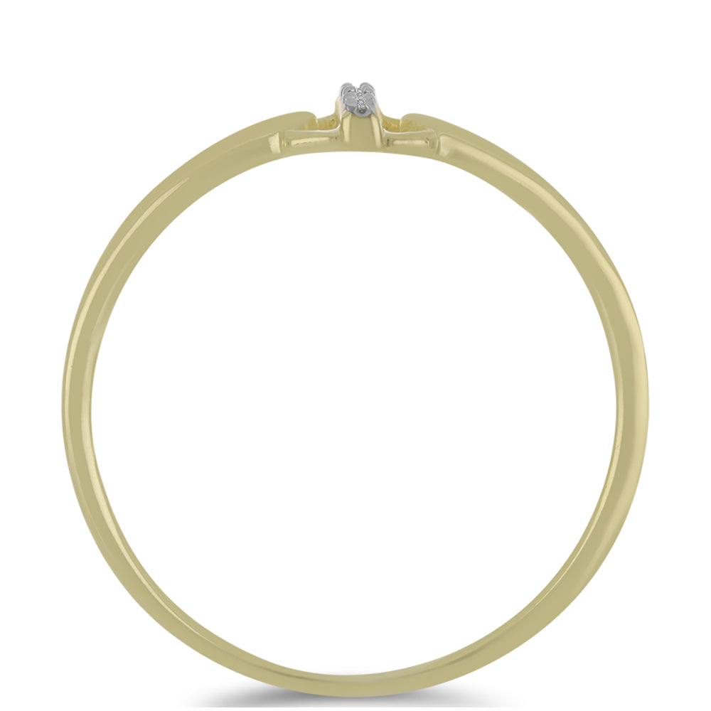 Anillo de Plata Bañada en Oro con Diamante blanco 2 
