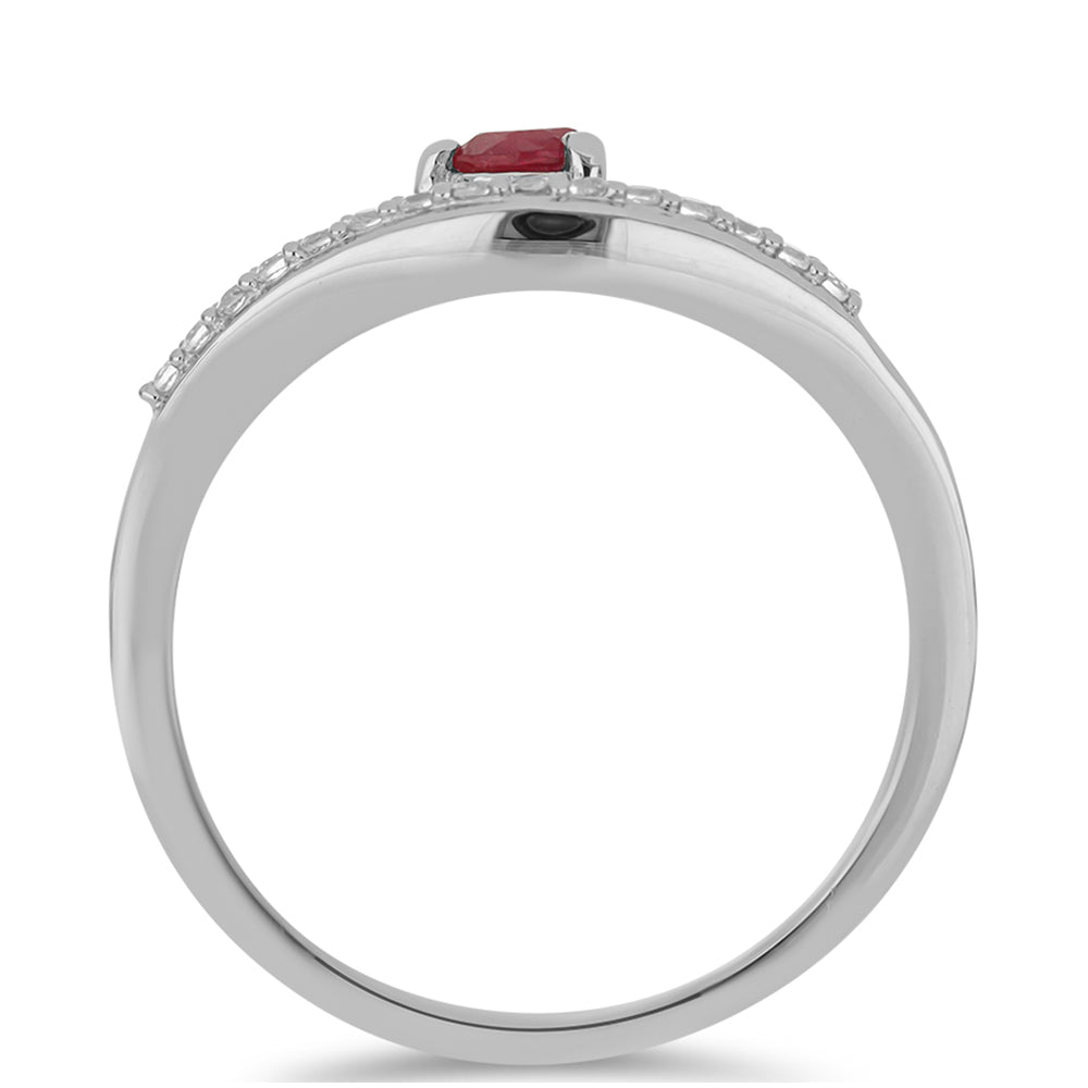 Anillo de Plata con Rubí de Madagascar y Topacio Blanco 2 