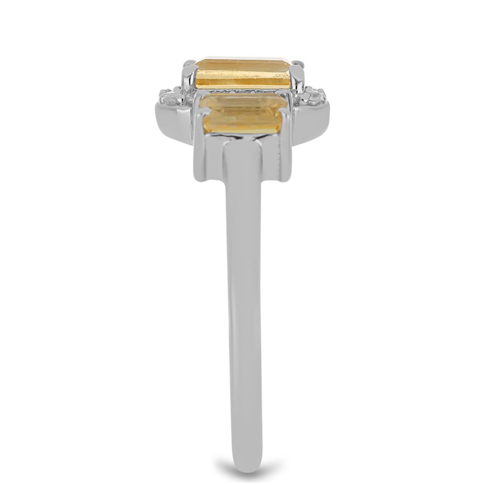 Anillo de Plata con Citrino de los Montes Urales y Topacio Blanco 4 