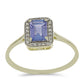 Anillo de Oro 9K con Tanzanita AAA y Zircón blanco natural