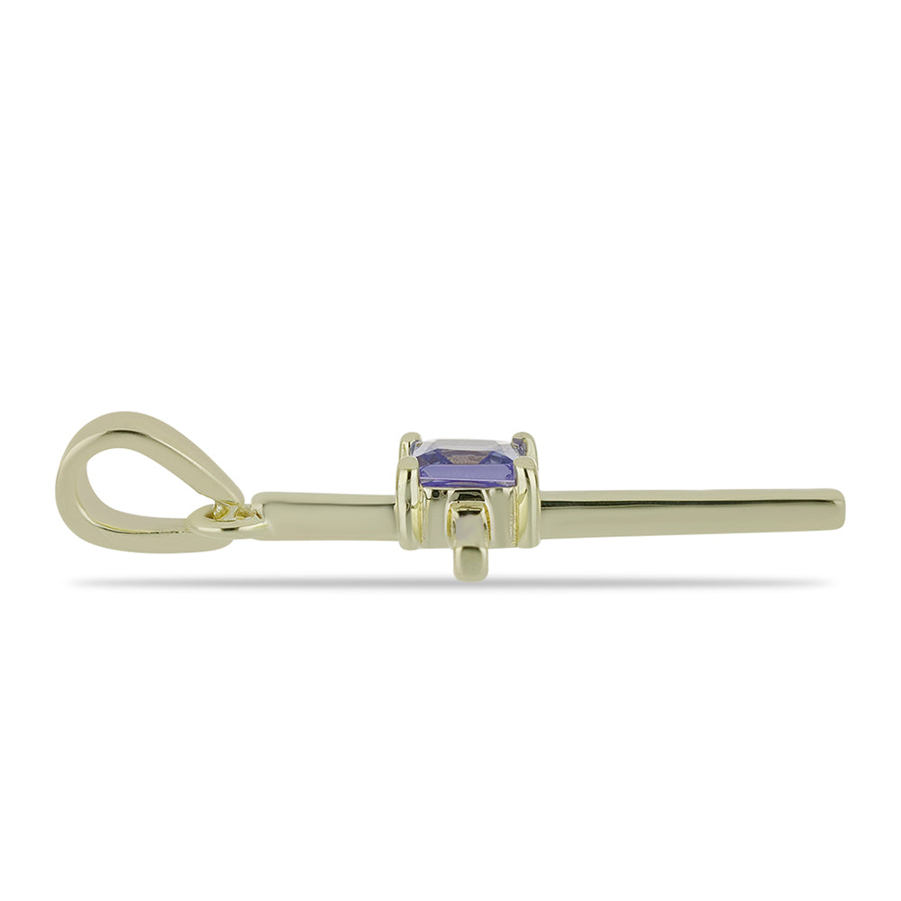 Cruz Colgante de Oro 9K con Tanzanita AAA 2 
