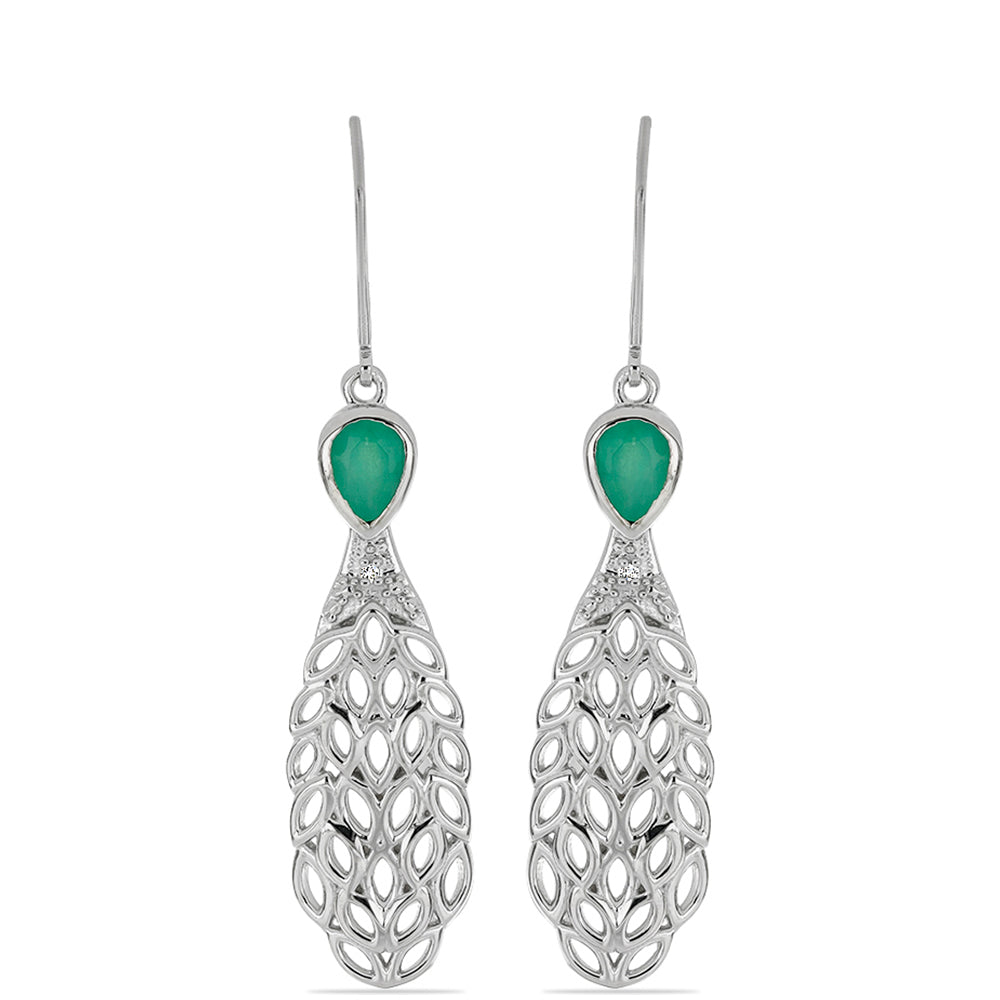 Pendientes de Plata con Esmeralda de Brasil y Diamante blanco 1 
