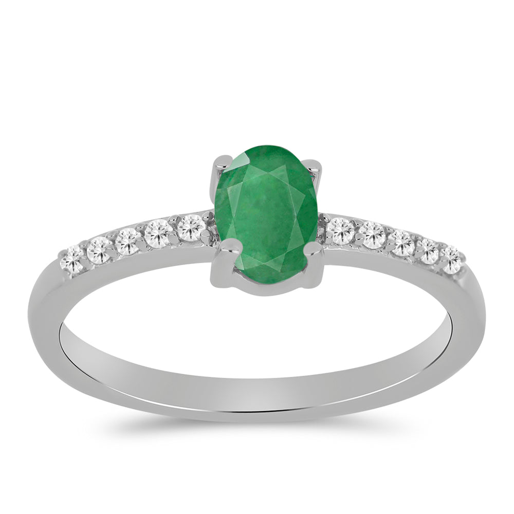 Anillo de Plata con Esmeralda de Brasil y Topacio Blanco 3 