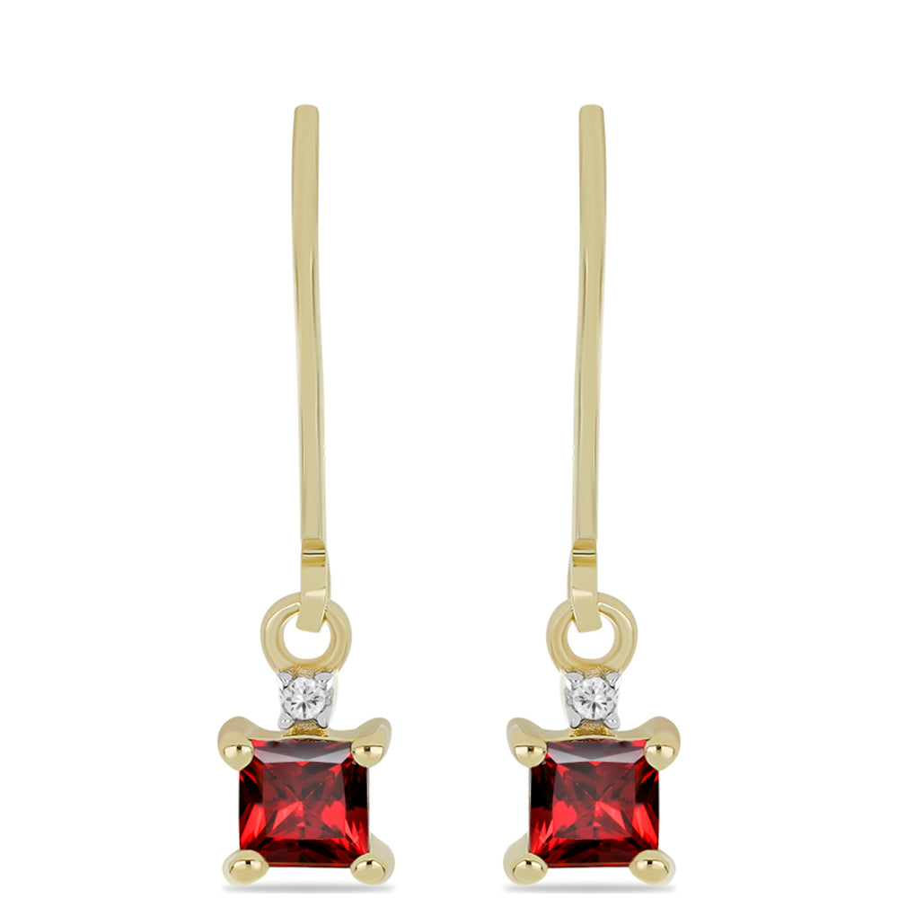 Pendientes de Plata Bañada en Oro con Granate Barton y Topacio Blanco 1 