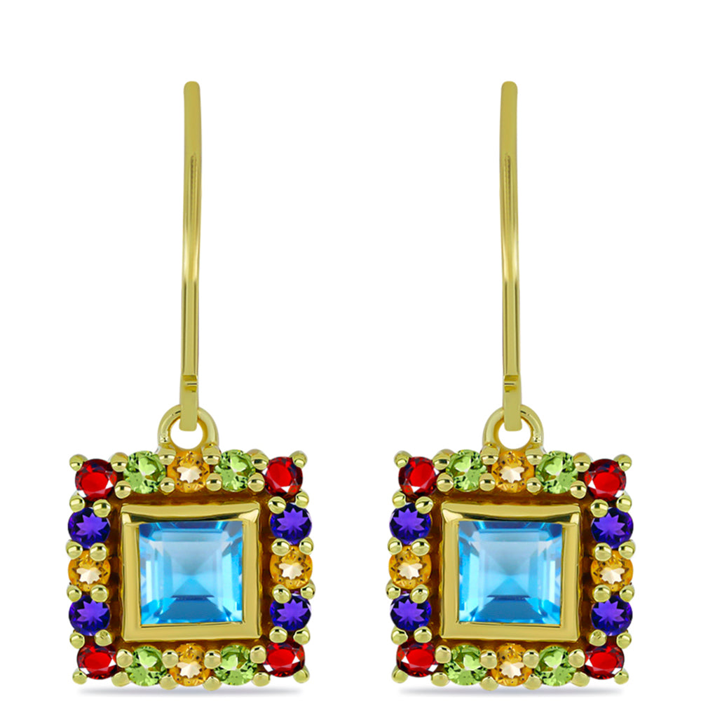 Pendientes de Plata Bañada en Oro con Amatista de Marruecos y Citrino de los Montes Urales 1 