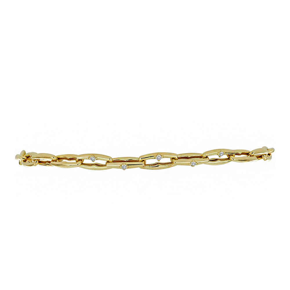 Pulsera de Plata Bañada en Oro con Diamante blanco 2 