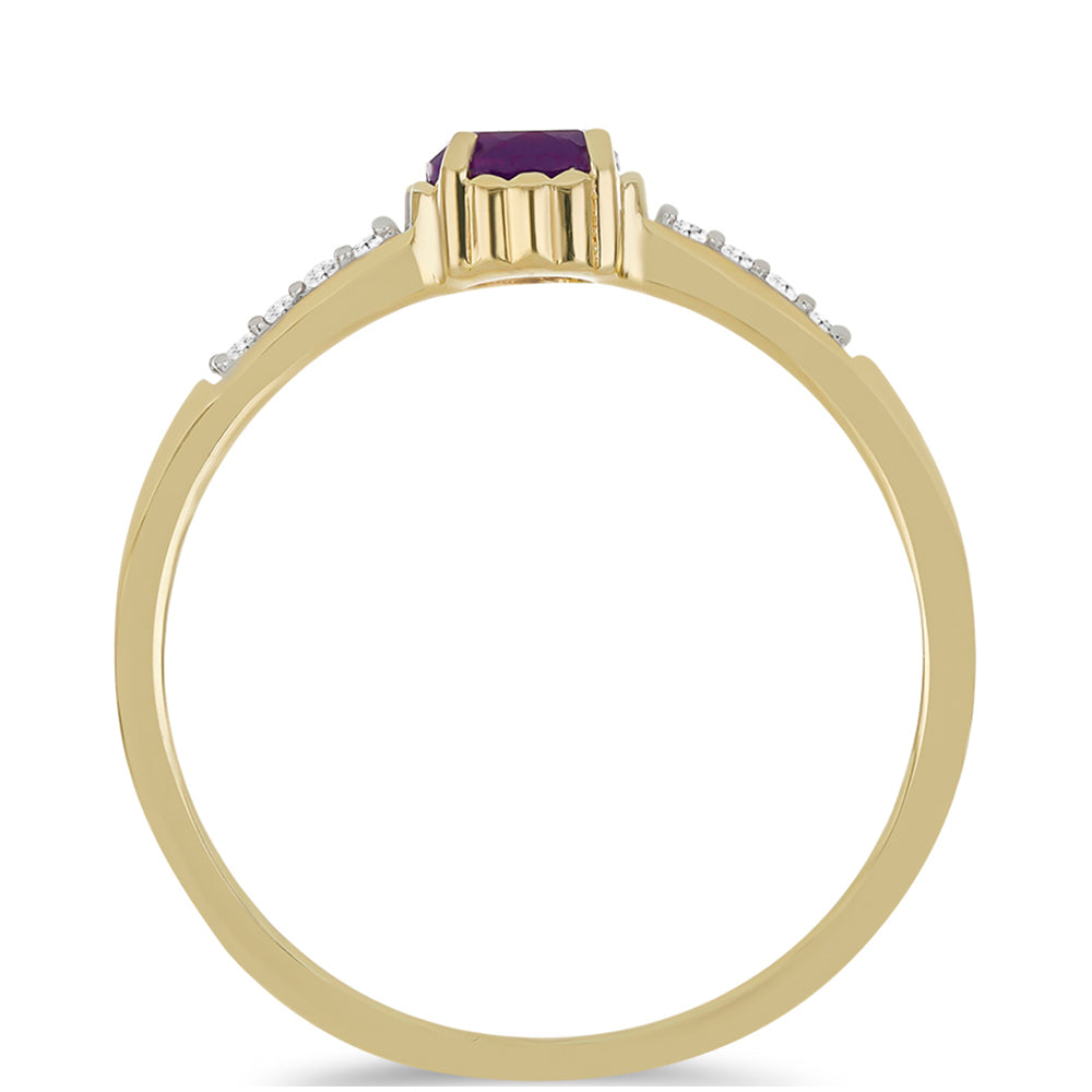 Anillo de Plata Bañada en Oro con Ágata Púrpura y Topacio Blanco 2 