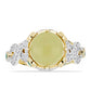 Anillo de Plata Bañada en Oro con Serpentina Amarilla y Ópalo Azul Paraiba de Etiopía