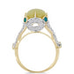 Anillo de Plata Bañada en Oro con Serpentina Amarilla y Ópalo Azul Paraiba de Etiopía