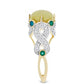Anillo de Plata Bañada en Oro con Serpentina Amarilla y Ópalo Azul Paraiba de Etiopía