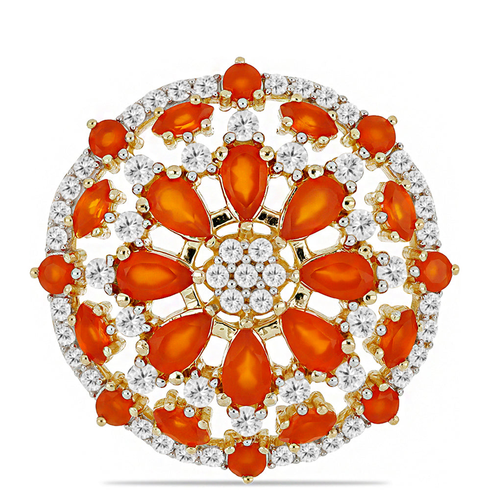 Anillo de Plata Bañada en Oro con Cornalina