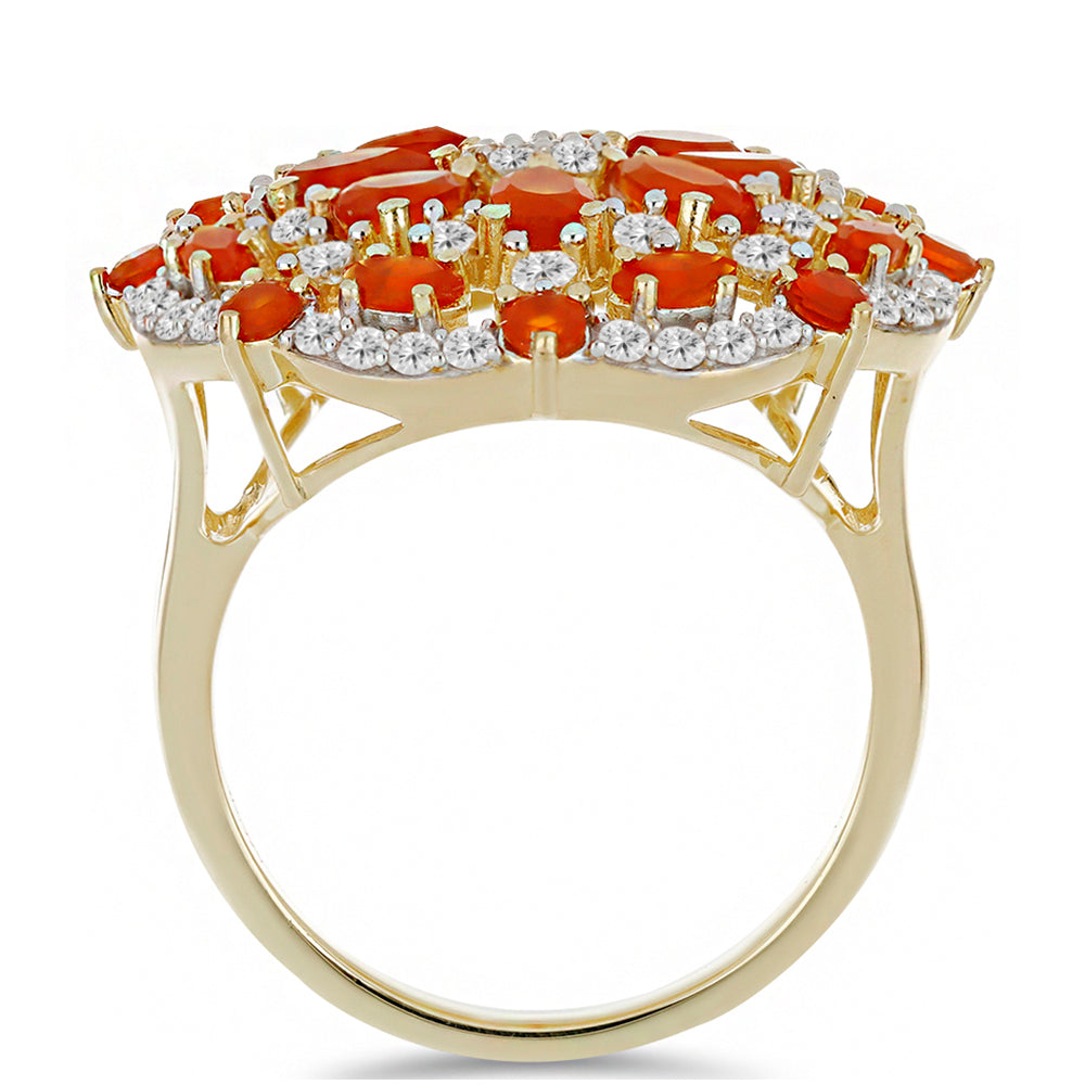 Anillo de Plata Bañada en Oro con Cornalina 2 