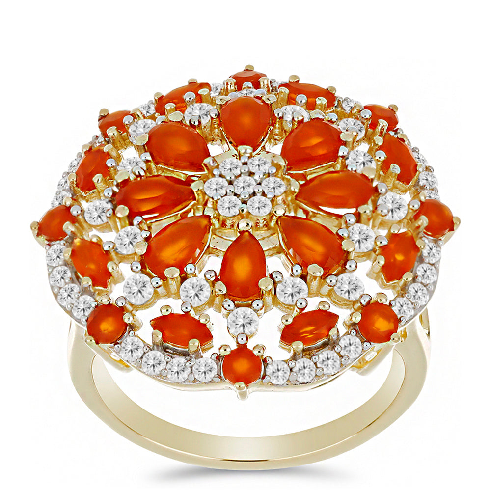 Anillo de Plata Bañada en Oro con Cornalina