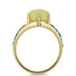 Anillo de Plata Bañada en Oro con Serpentina Amarilla y Ópalo Azul Paraiba de Etiopía
