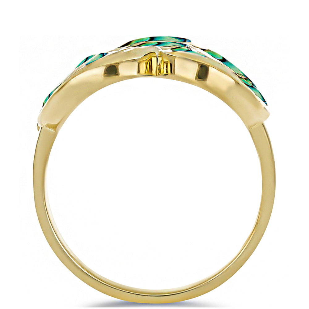 Anillo de Plata Bañada en Oro con Madre De Perla Negra 2 