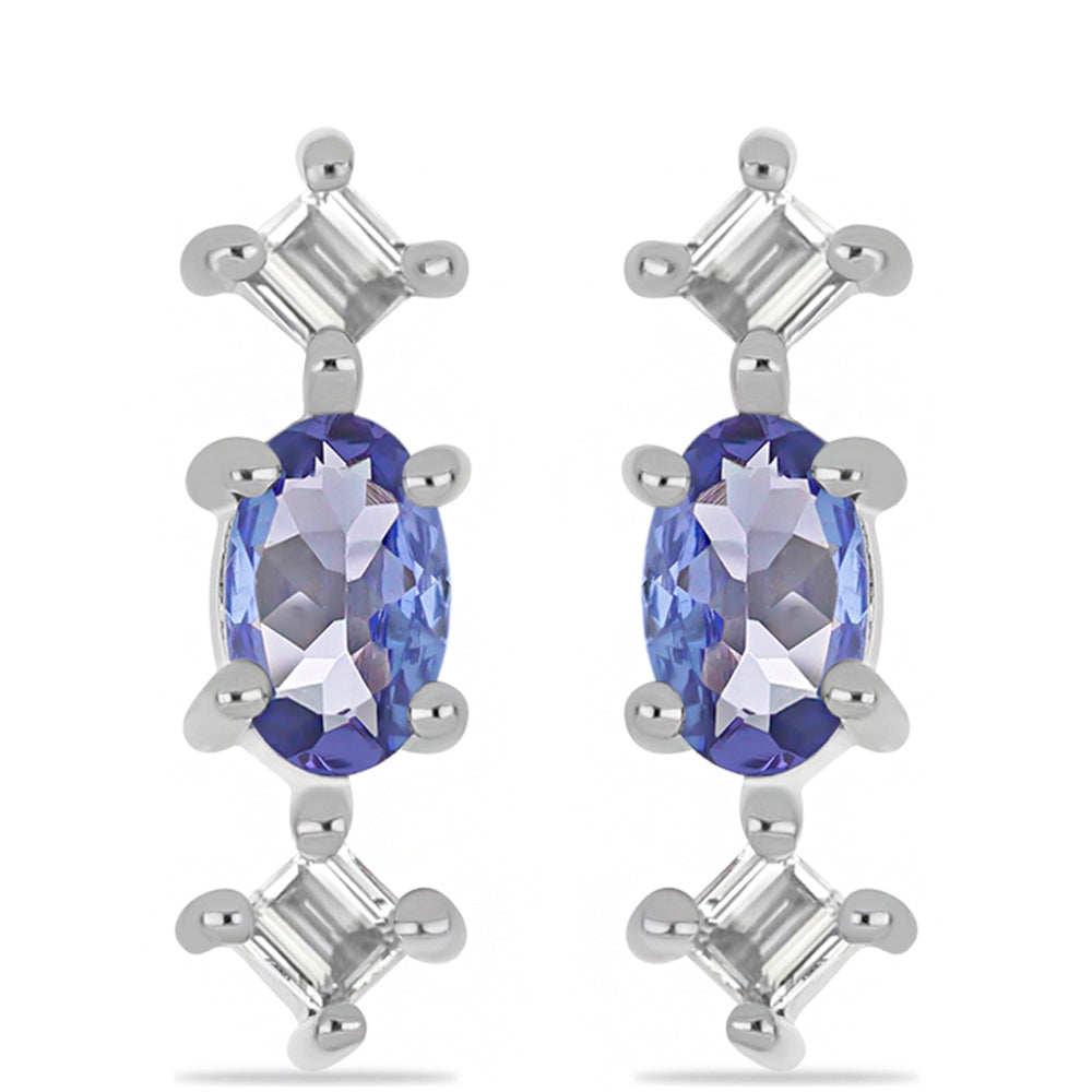 Conjunto de Plata con Tanzanita y Topacio Blanco ( Pendientes +Anillo ) 3 