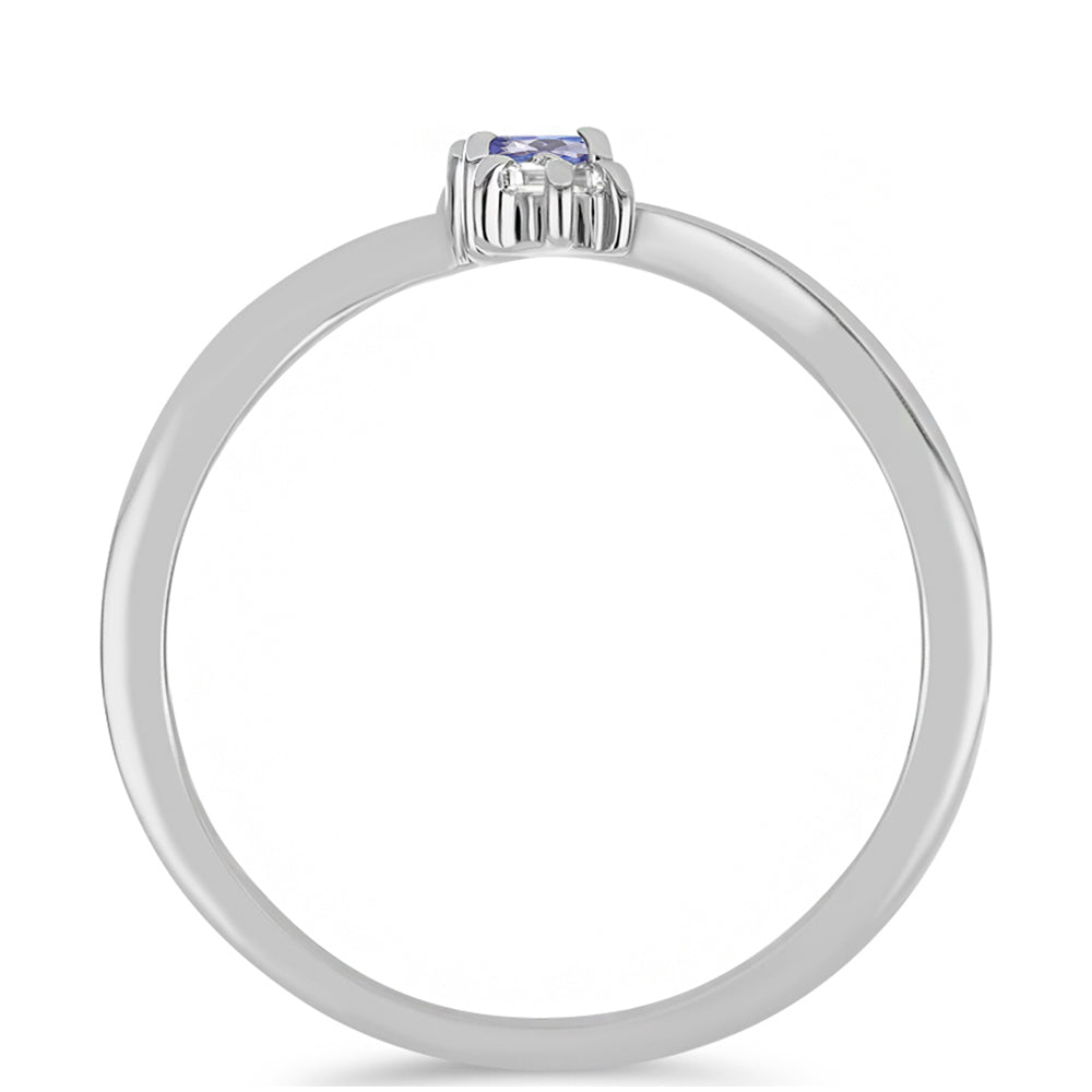 Conjunto de Plata con Tanzanita y Topacio Blanco ( Pendientes +Anillo ) 4 