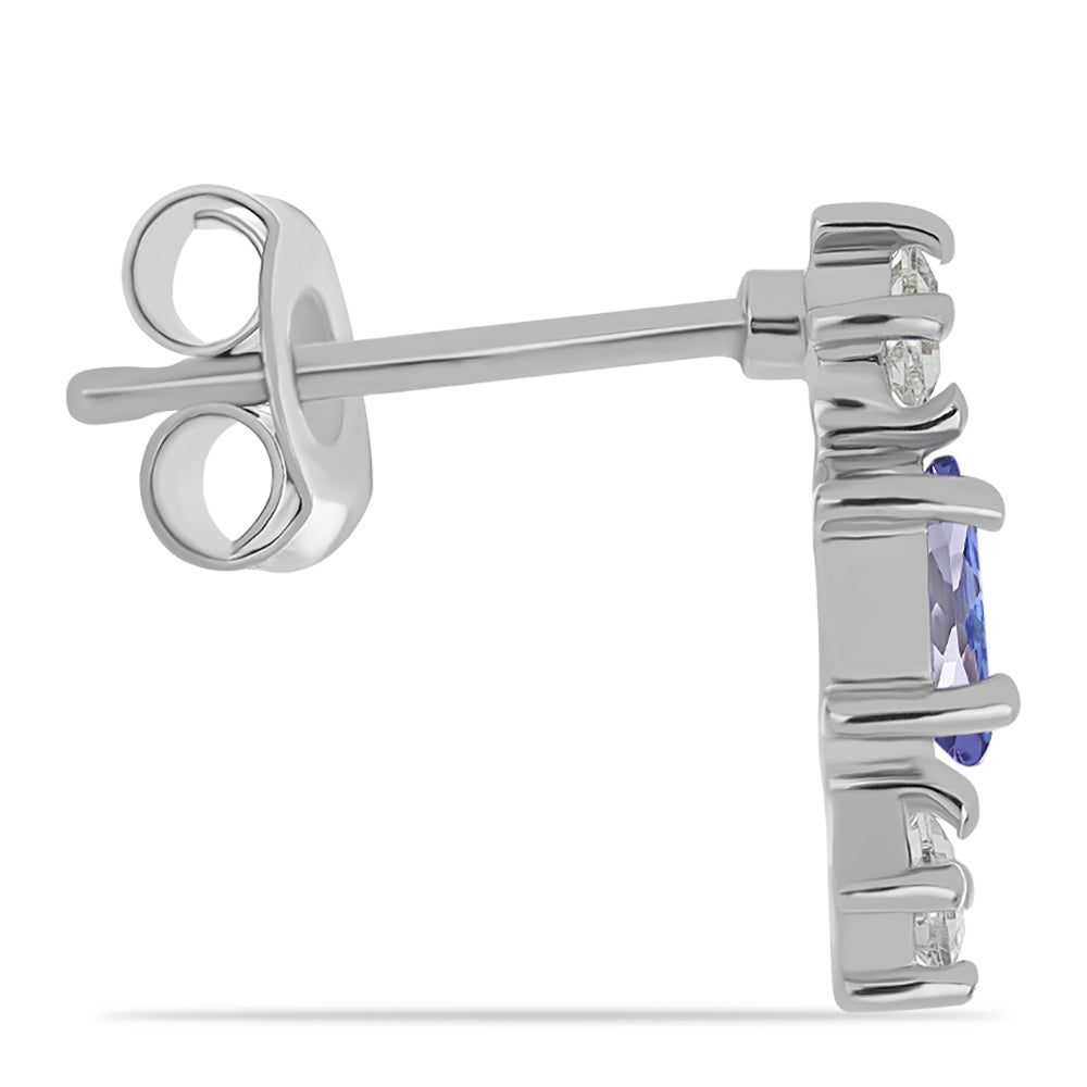 Conjunto de Plata con Tanzanita y Topacio Blanco ( Pendientes +Anillo ) 5 