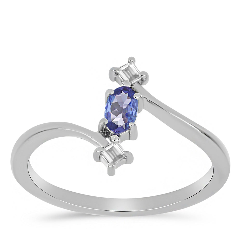 Conjunto de Plata con Tanzanita y Topacio Blanco ( Pendientes +Anillo )