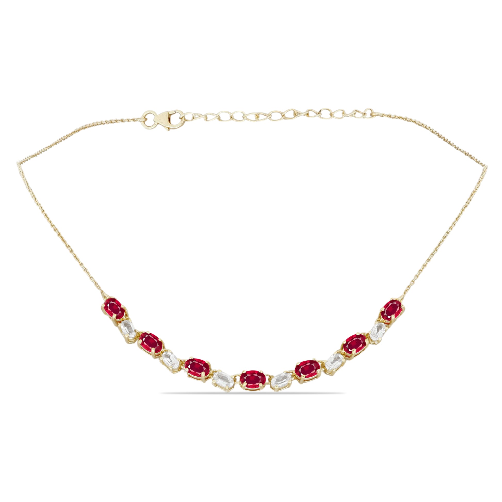 Collar de Plata Bañada en Oro con Rubí de Madagascar y Topacio Blanco 1 