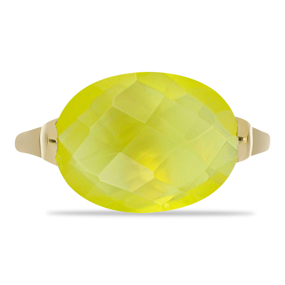 Anillo de Plata Bañada en Oro con Calcedonia Limón 5 
