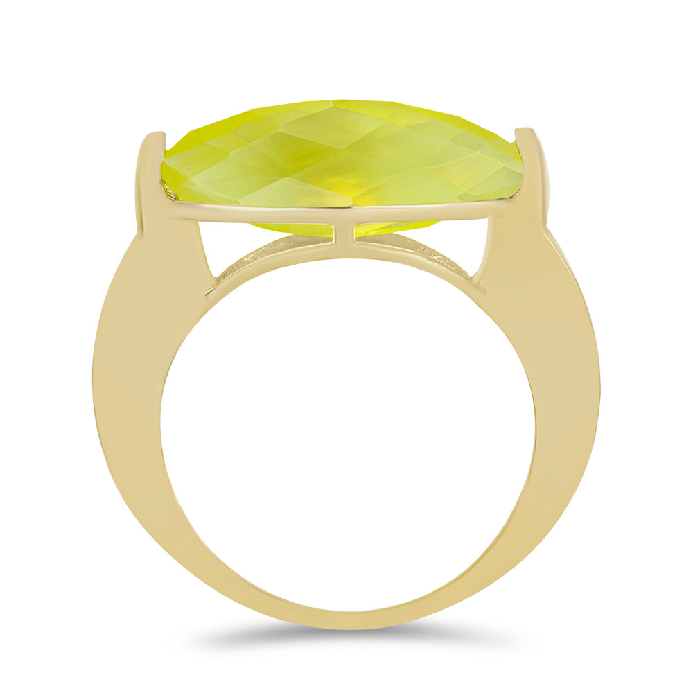 Anillo de Plata Bañada en Oro con Calcedonia Limón 2 