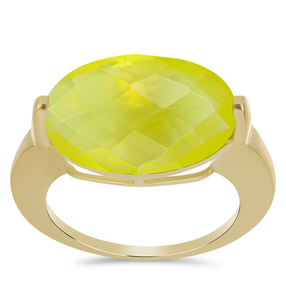 Anillo de Plata Bañada en Oro con Calcedonia Limón 7 