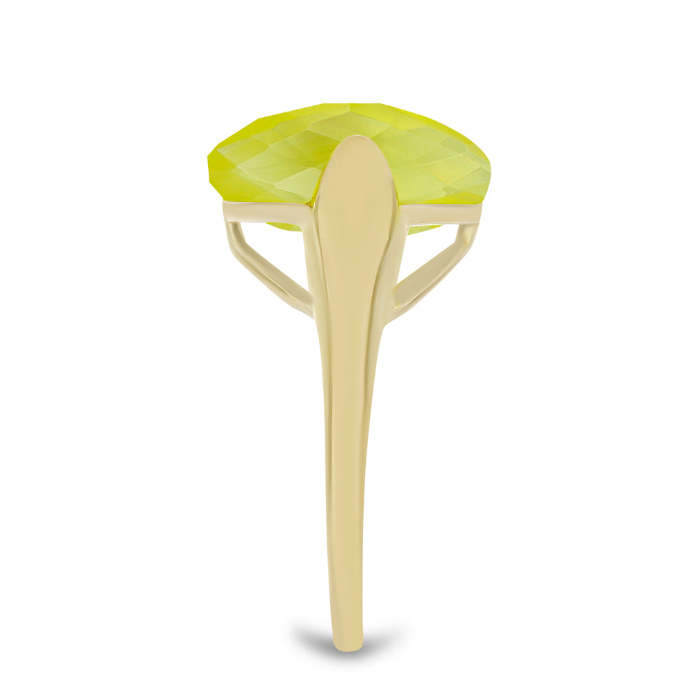 Anillo de Plata Bañada en Oro con Calcedonia Limón 4 