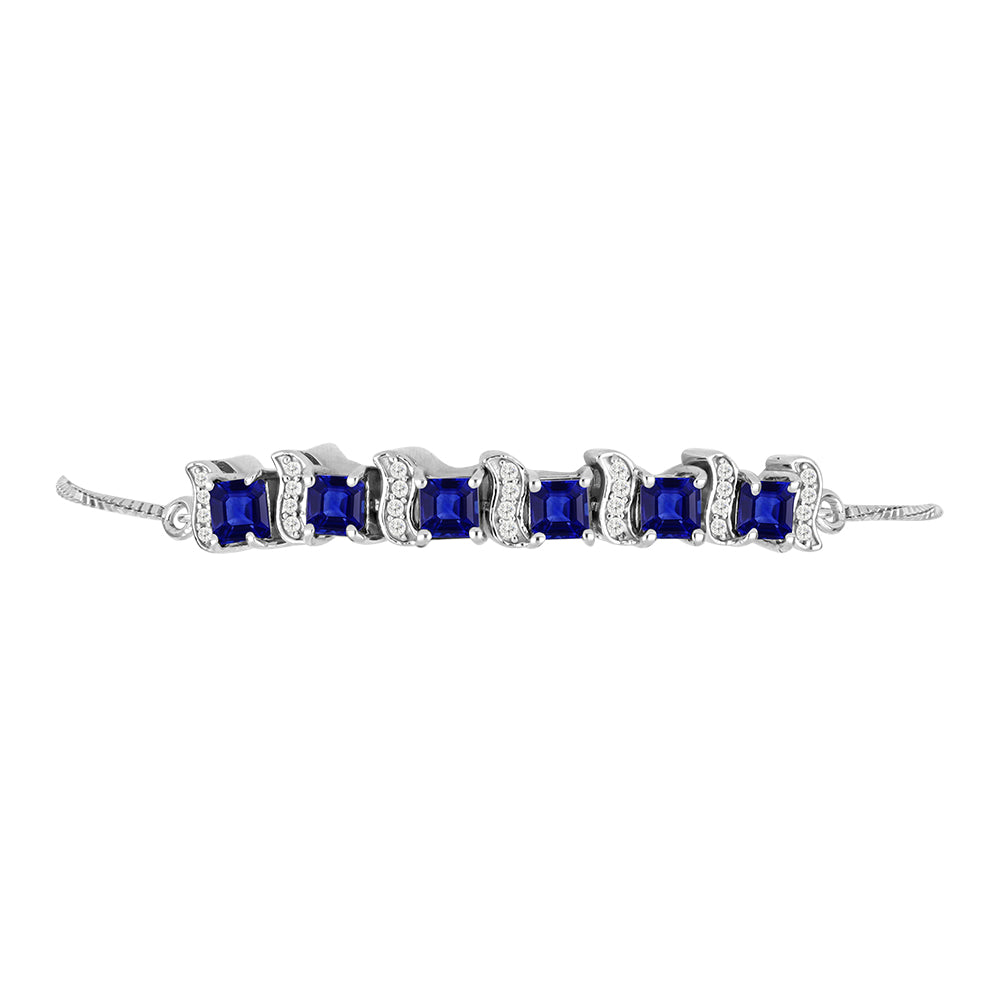 Pulsera de Plata con Zafiro Azul Australiano y Topacio Blanco 2 