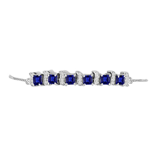 Pulsera de Plata con Zafiro Azul Australiano y Topacio Blanco