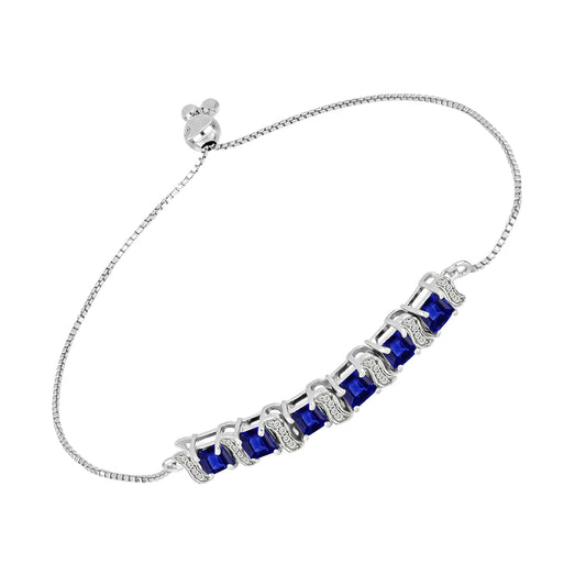 Pulsera de Plata con Zafiro Azul Australiano y Topacio Blanco