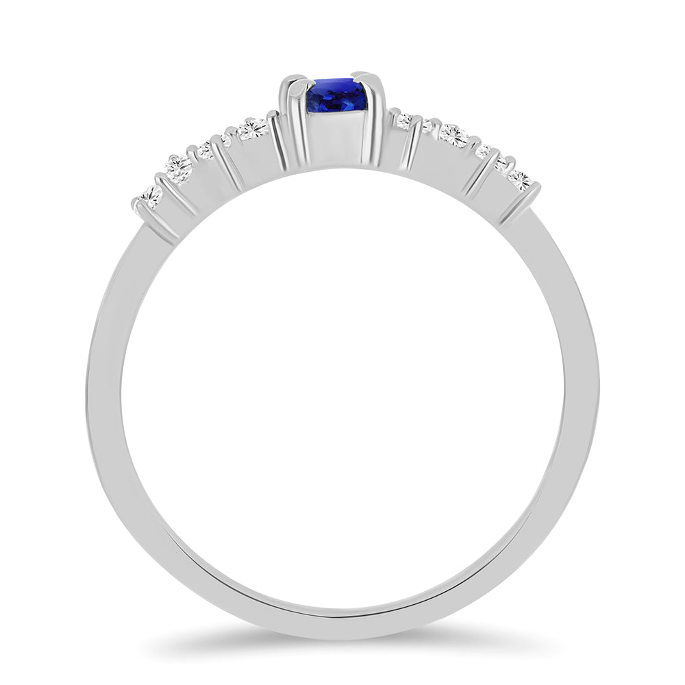 Anillo de Plata con Zafiro Azul Australiano y Topacio Blanco 6 